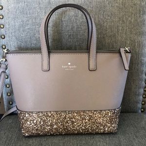 Gray/sparkle Small Kate spade crossbody or hand bag